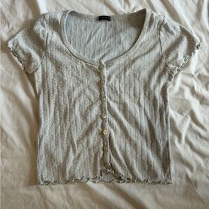 Brandy Melville Cream Button-Down Shirt